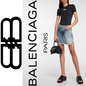 BALENCIAGA * LEATHER LOW WEDGE SLIDE